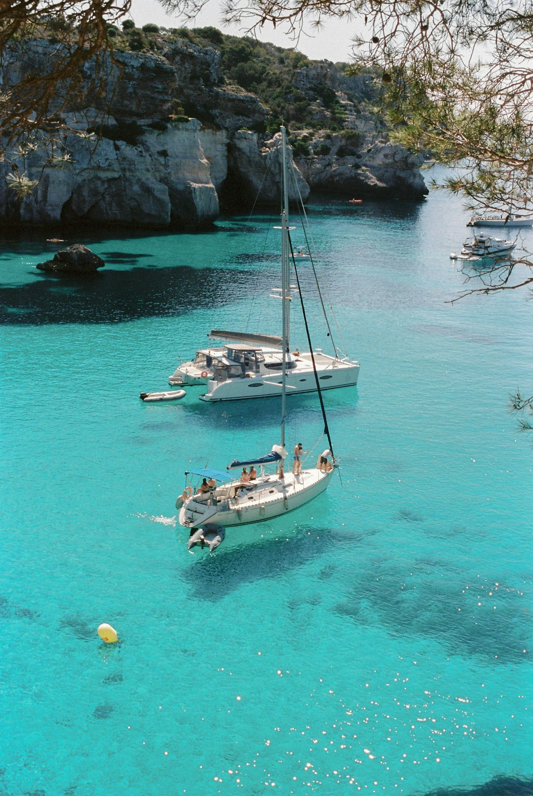 Mediterranean water with boats